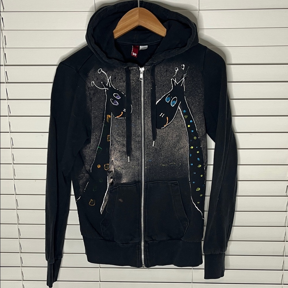 Black Hoodie with Artistic Horse Design